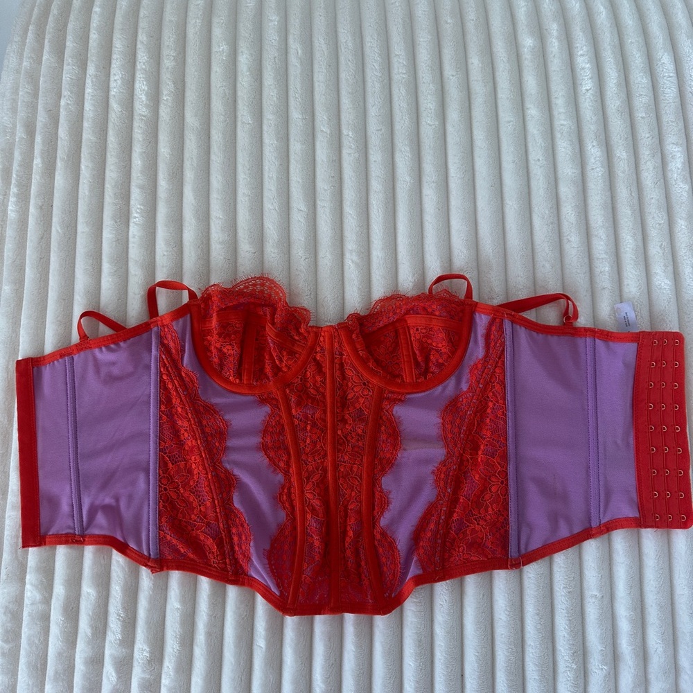 Urban Outfitters Red and Purple Lace Bustier